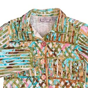 Life Style Petite Ribbon Lattice Jacket Womens PS Multicolor Braided Art to Wear